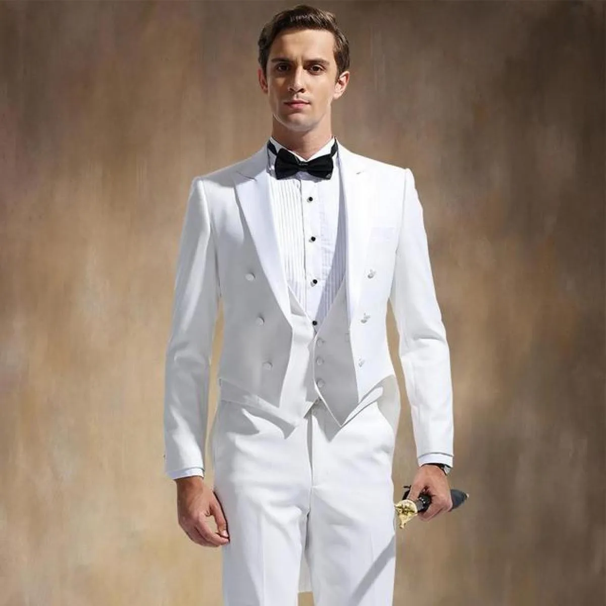 2022 frac italiano design bianco abito da uomo slim fit abiti da sposa per uomo smoking dello sposo giacca + pantaloni + gilet S