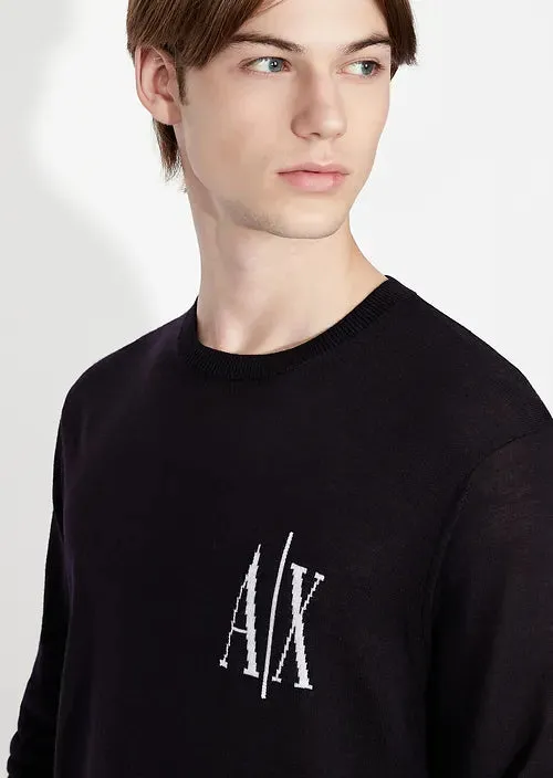 Armani Exchange maglione girocollo icon in lana uomo