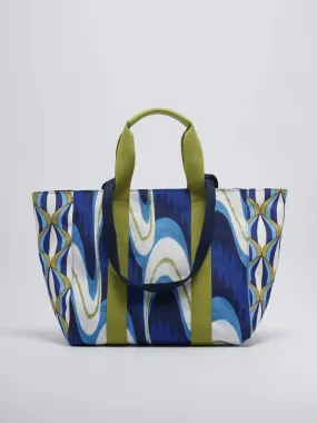 Borsa donna Maliparmi in canvas con stampa multicolor Blu-Azzurro