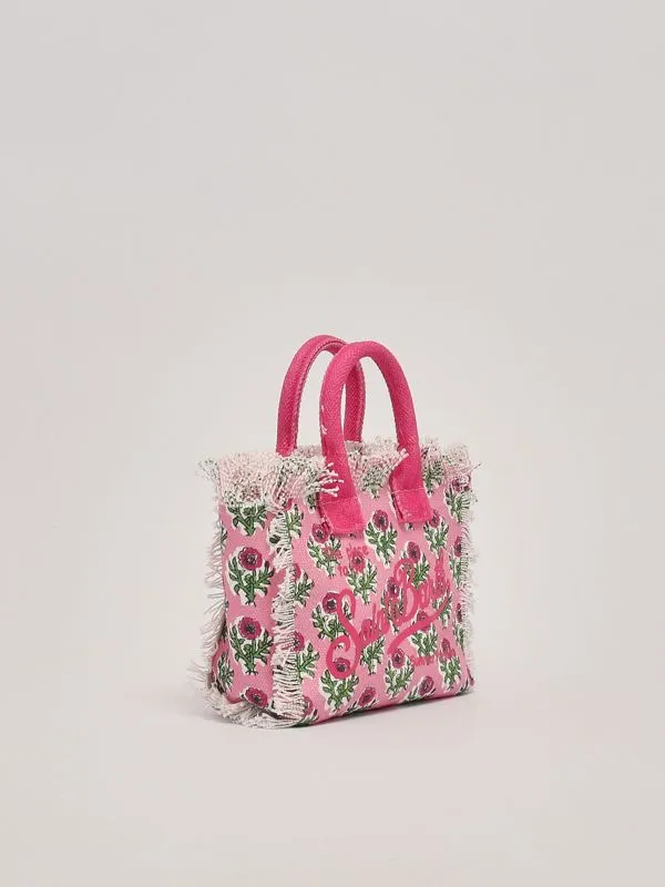 Borsa donna MC2 Saint Barth Vanity Mini in tela di cotone Rosa-Floreale