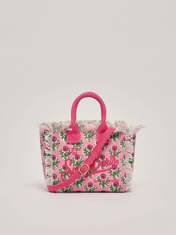 Borsa donna MC2 Saint Barth Vanity Mini in tela di cotone Rosa-Floreale