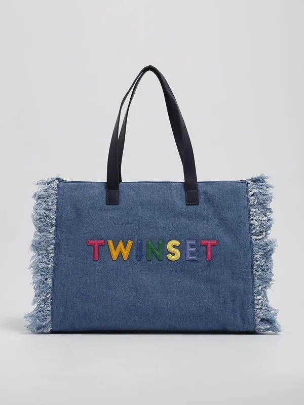 Borsa donna Twinset in denim ed ecopelle large Denim