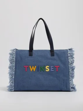 Borsa donna Twinset in denim ed ecopelle large Denim