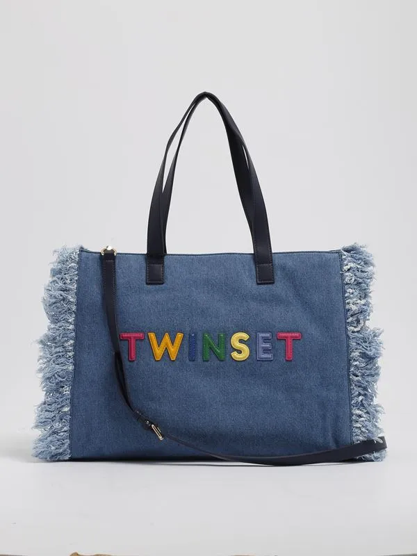 Borsa donna Twinset in denim ed ecopelle large Denim