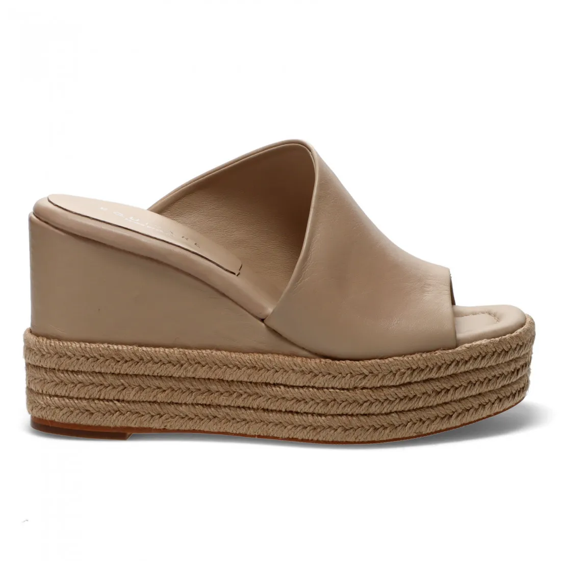 Ciabatta Equitare Maja in pelle beige con zeppa in corda