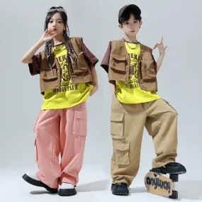 Danza di strada Abbigliamento alla moda per bambini Hiphop Hip-hop Tute per ragazzi Abbigliamento per spettacoli Ragazze Spettac