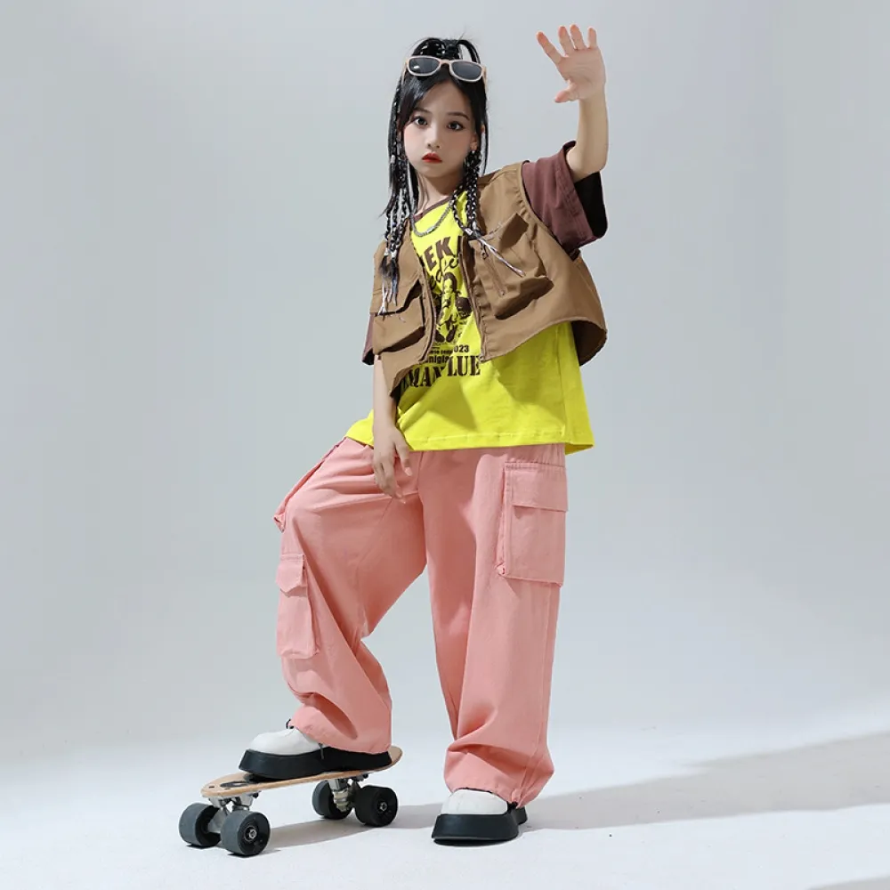 Danza di strada Abbigliamento alla moda per bambini Hiphop Hip-hop Tute per ragazzi Abbigliamento per spettacoli Ragazze Spettac