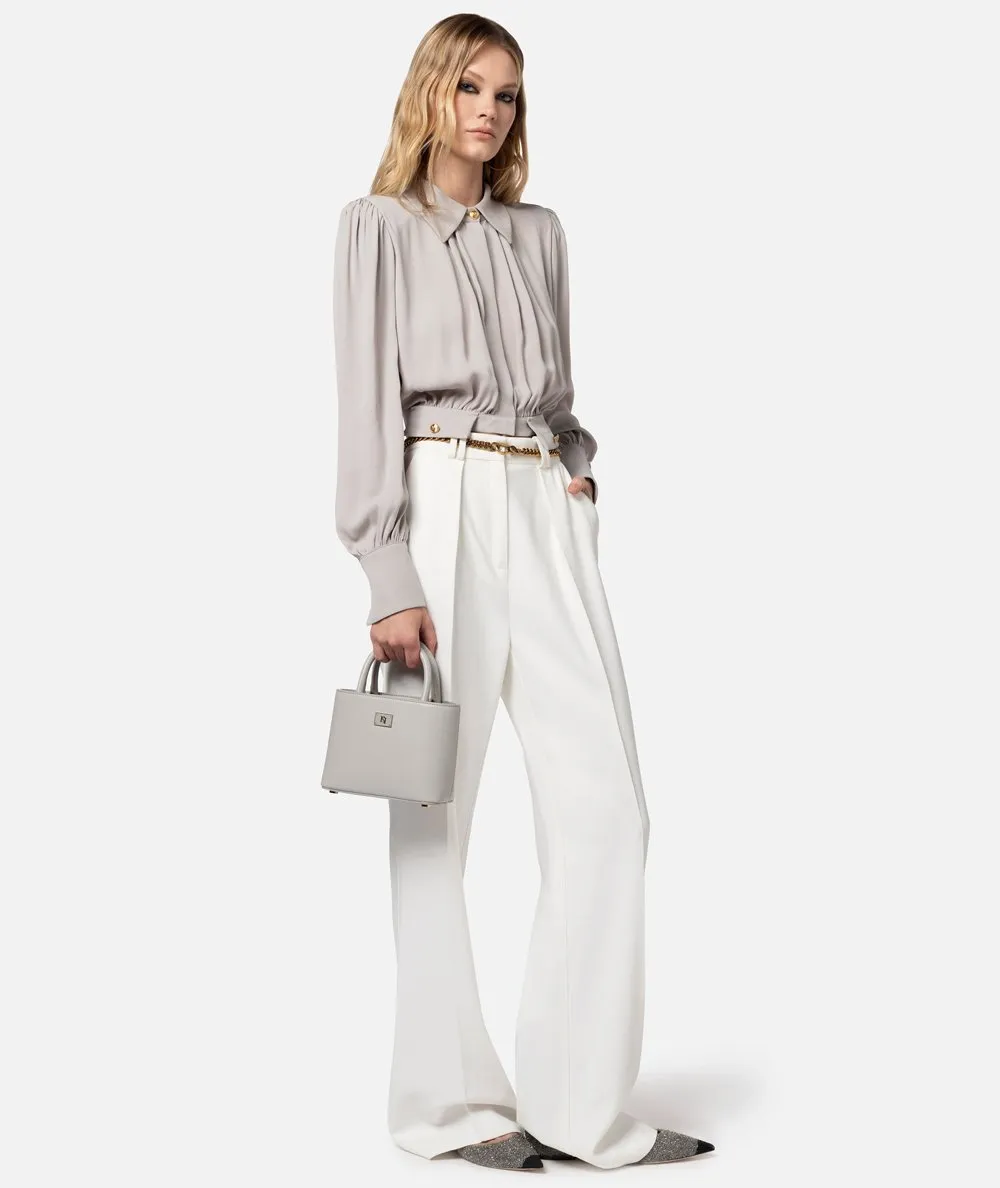 ELISABETTA FRANCHI--Camicia cropped in georgette di viscosa