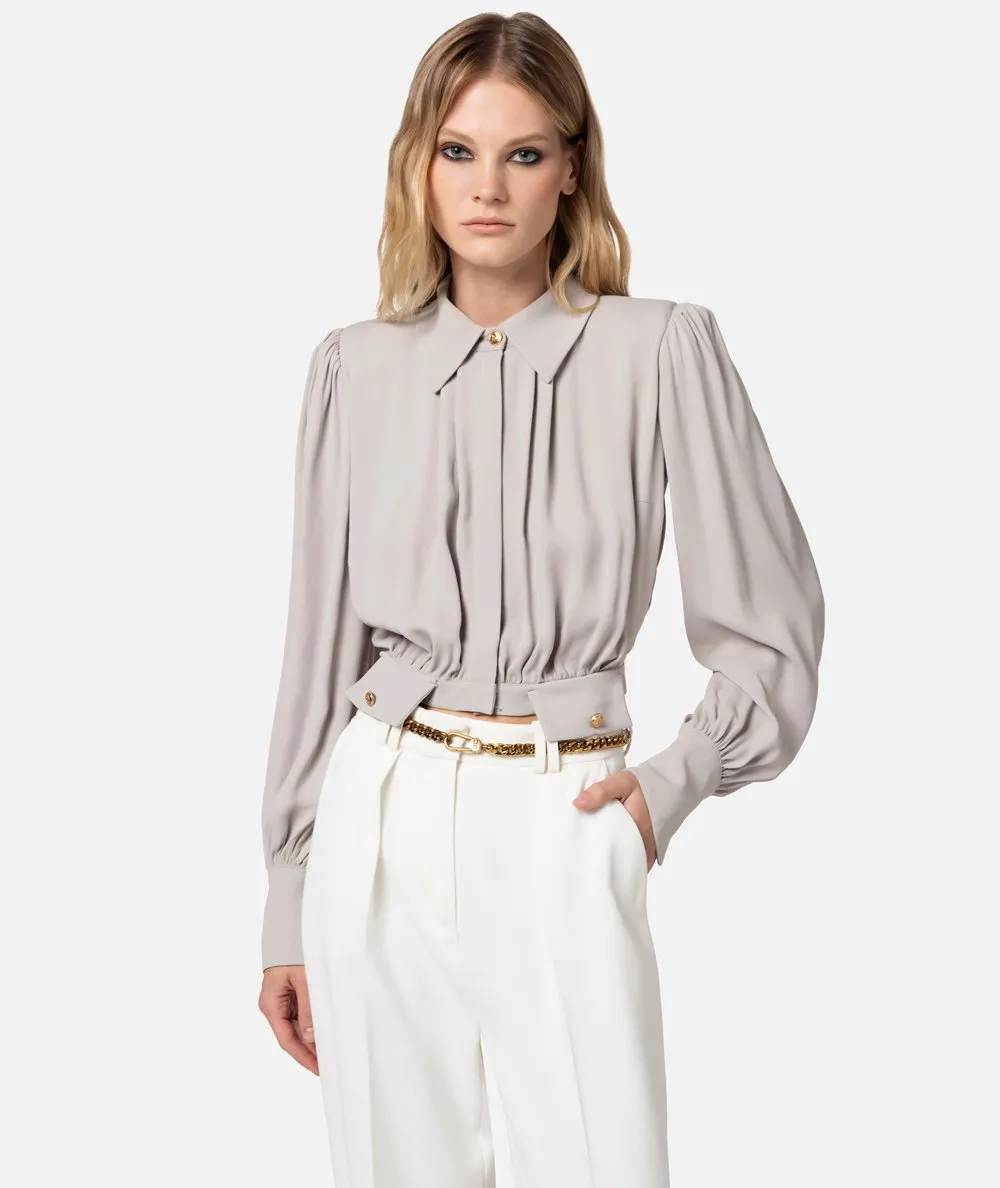 ELISABETTA FRANCHI--Camicia cropped in georgette di viscosa