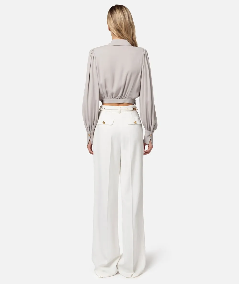 ELISABETTA FRANCHI--Camicia cropped in georgette di viscosa