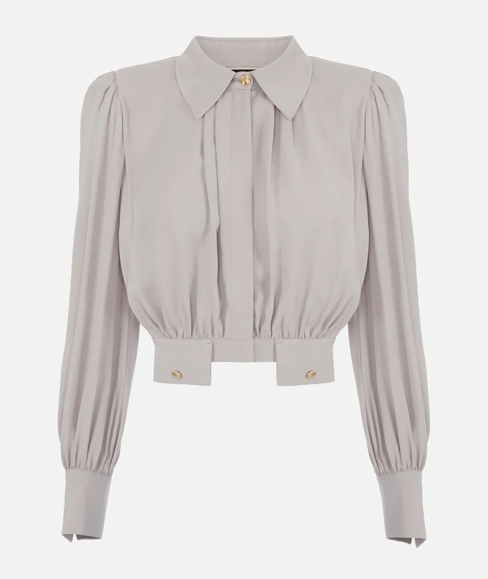 ELISABETTA FRANCHI--Camicia cropped in georgette di viscosa