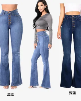 Factory Direct Sales 2024  And  Popular Women's Jeans Women's Slim High-waisted Butt-flared Pants Wholesale In Stock