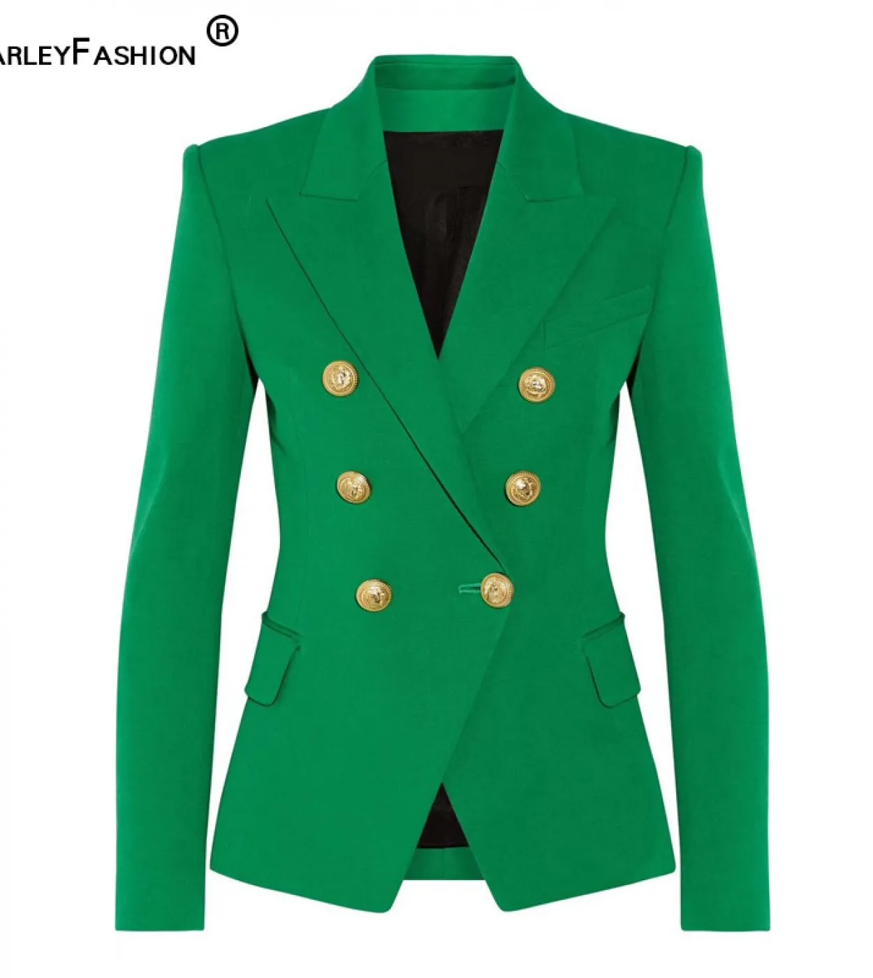 Harleyfashion Classic Design Donna Blazer casual stile elegante Tinta unita Slim Blazer verde autunno Blaze di alta qualità