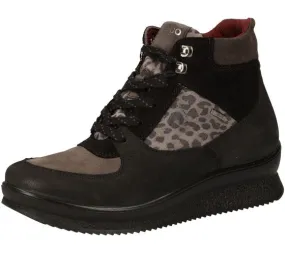 IGI&CO Sneaker da Donna GORE-TEX in Pelle Scamosciata Mid-Cut con Motivo Leopardato Sneaker Stivali 1068076-02 Nero