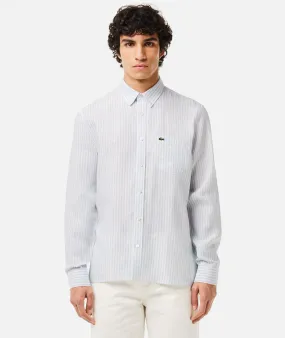 LACOSTE--Camicia a righe in lino