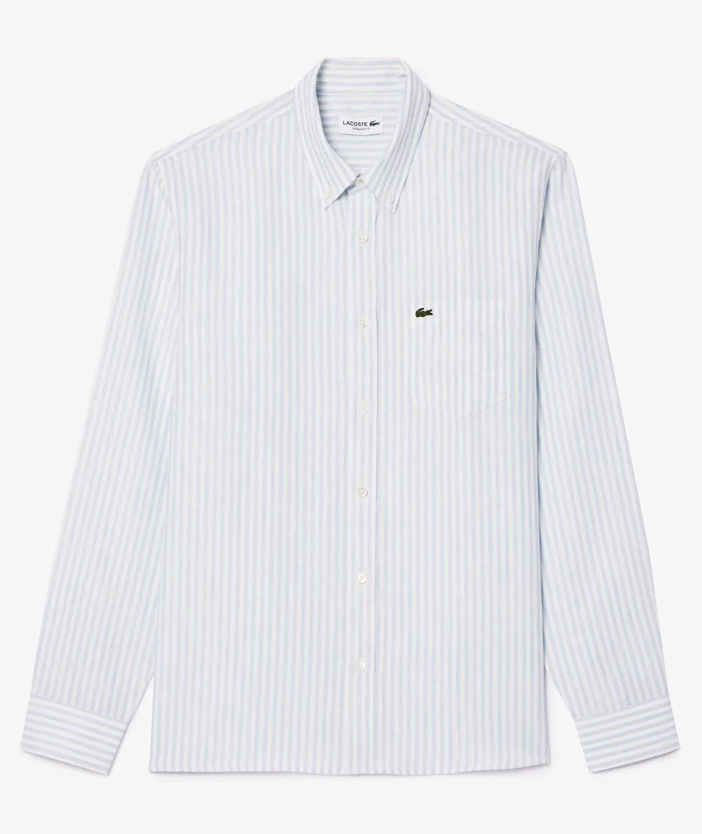 LACOSTE--Camicia a righe in lino