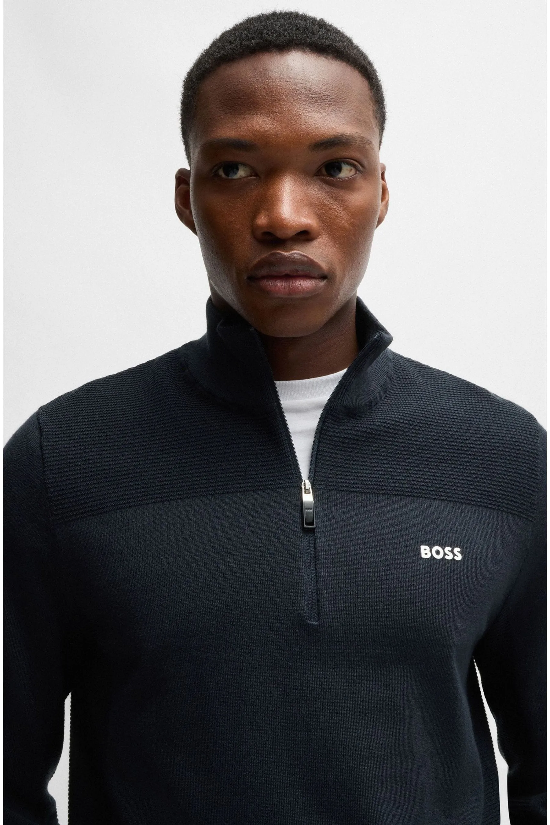 Maglione BOSS Quarter Zip in tessuto Dry-Flex    