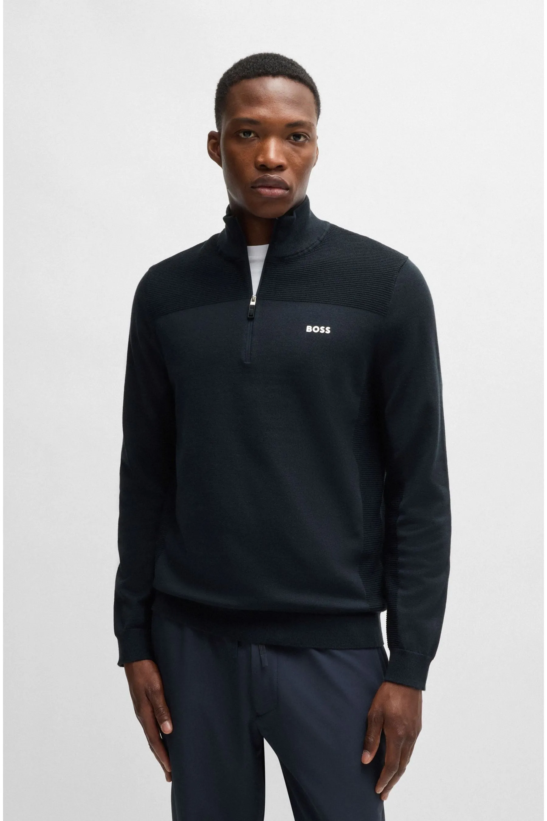 Maglione BOSS Quarter Zip in tessuto Dry-Flex    