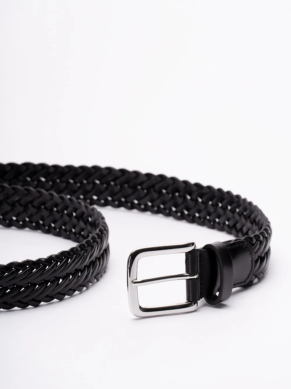 Narrow Woven Leather Casual Belt