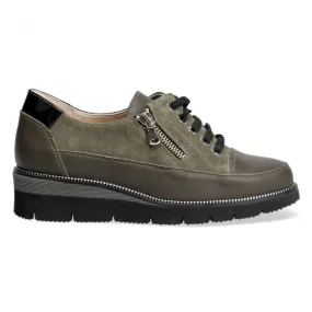 Scarpa casual Sangiorgio verde in pelle con zip laterale