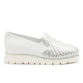 Scarpa slip on Philosophy bianca e argento in pelle