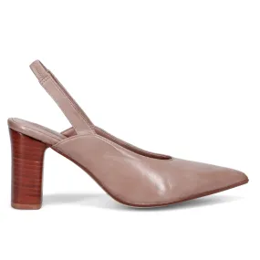 Slingback Lorenzo Masiero Genziana in morbida pelle tortora con tacco alto