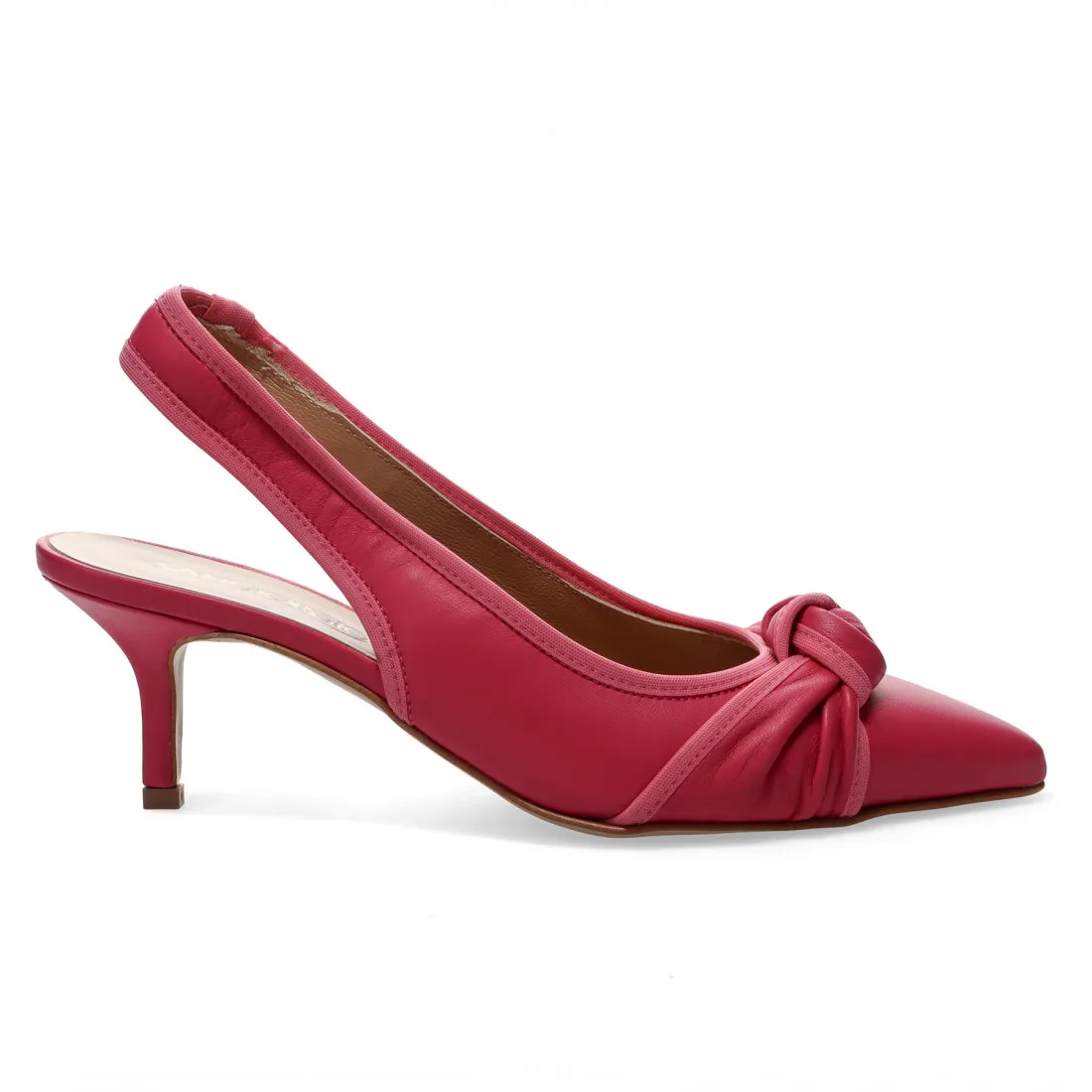 Slingback Sangiorgio fucsia in pelle con tacco medio