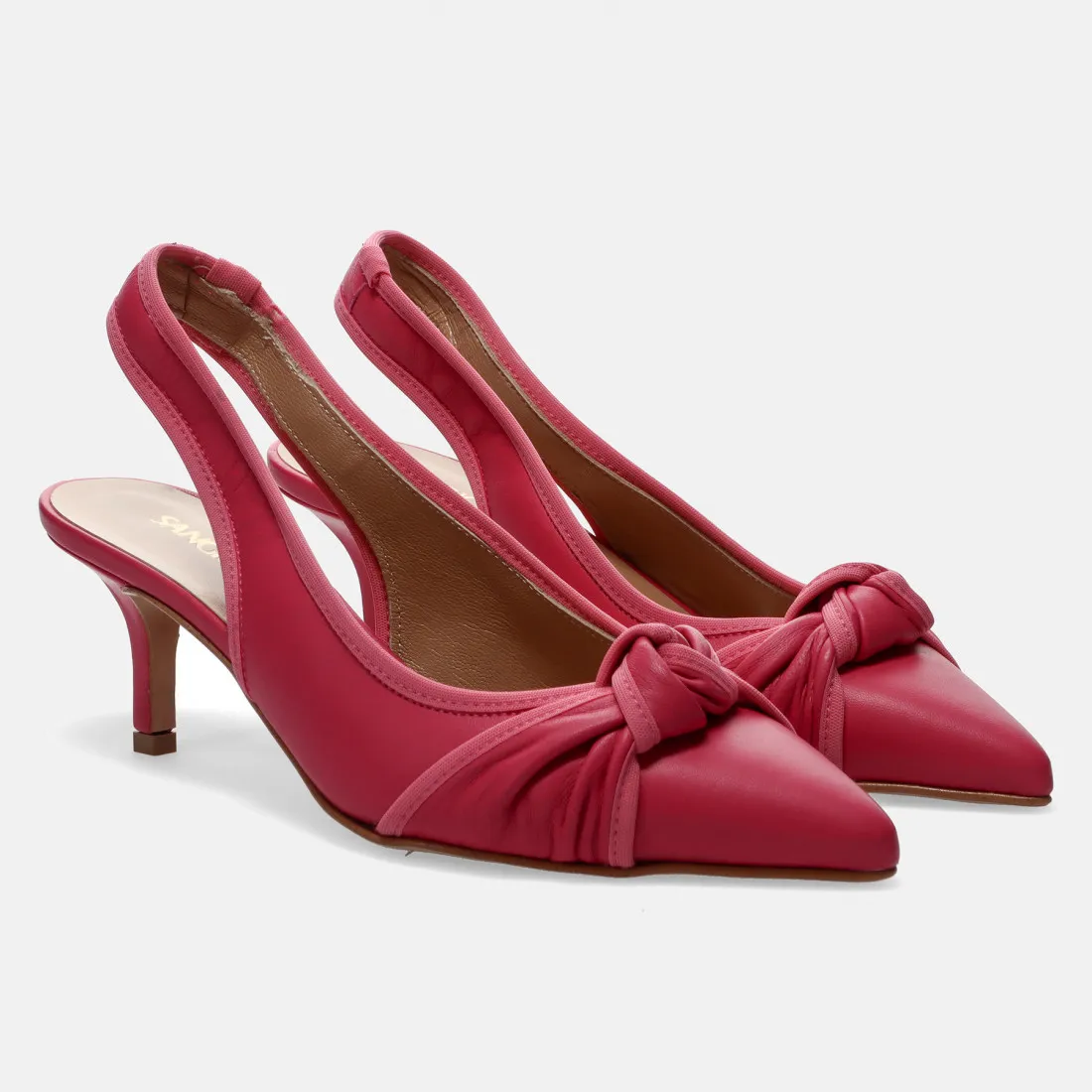 Slingback Sangiorgio fucsia in pelle con tacco medio