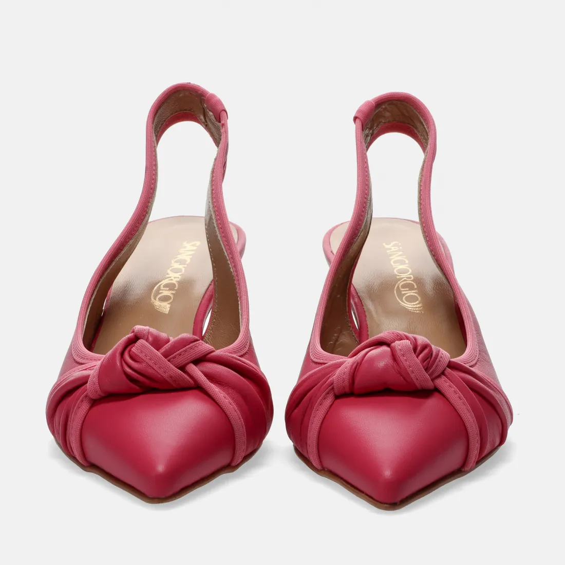 Slingback Sangiorgio fucsia in pelle con tacco medio