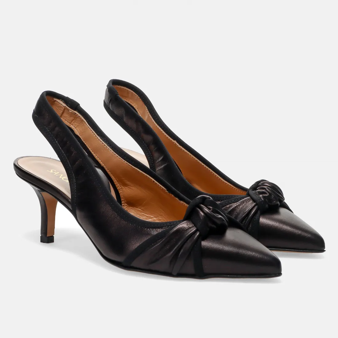 Slingback Sangiorgio nera in pelle con tacco medio