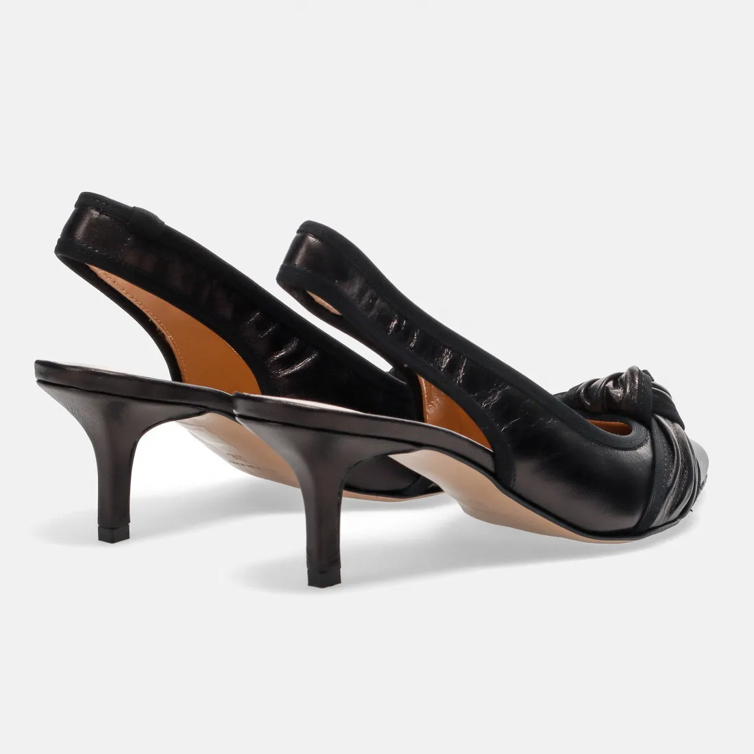 Slingback Sangiorgio nera in pelle con tacco medio