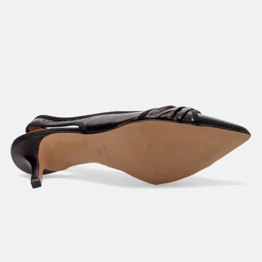 Slingback Sangiorgio nera in pelle con tacco medio