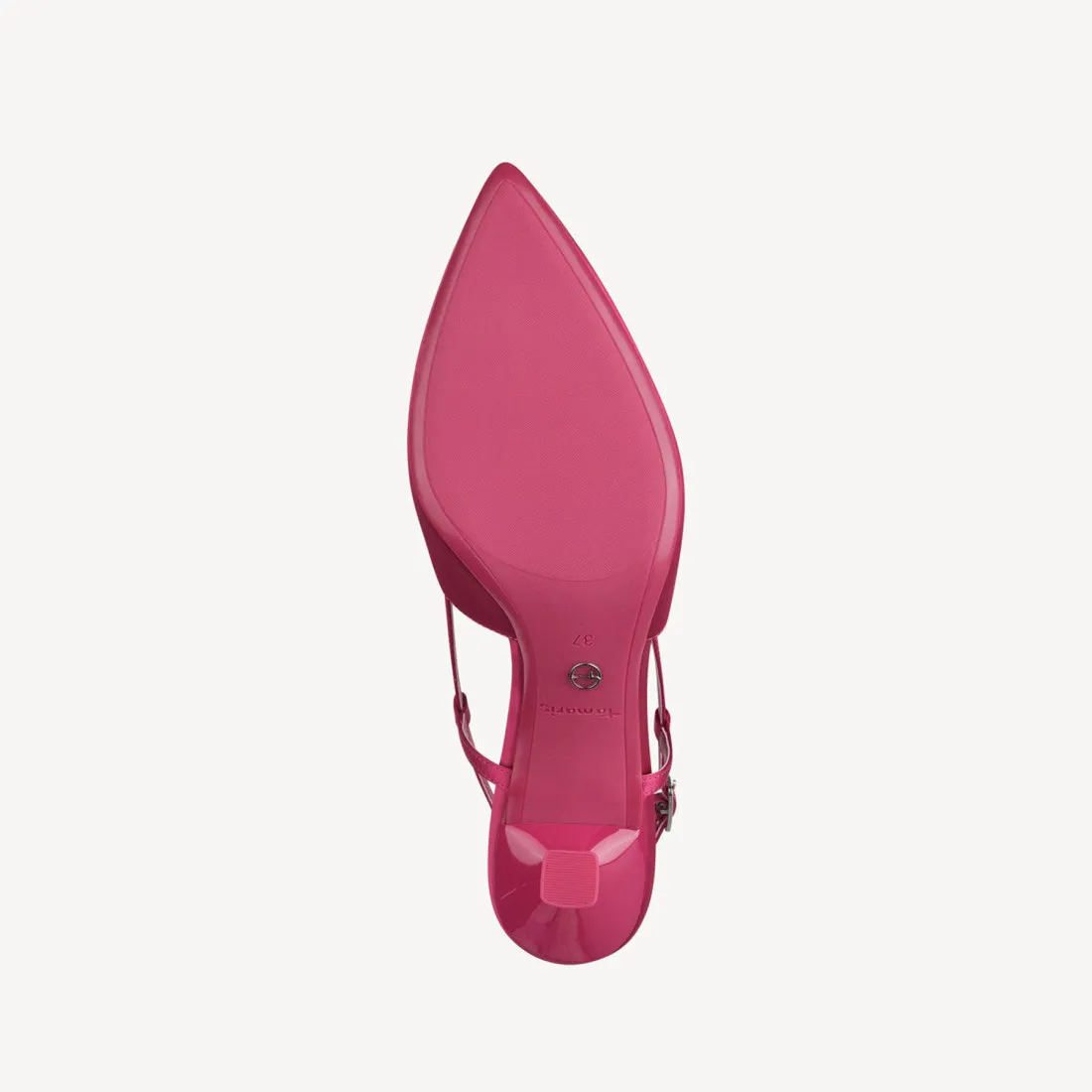 Slingback Tamaris in raso fucsia con accessorio di strass