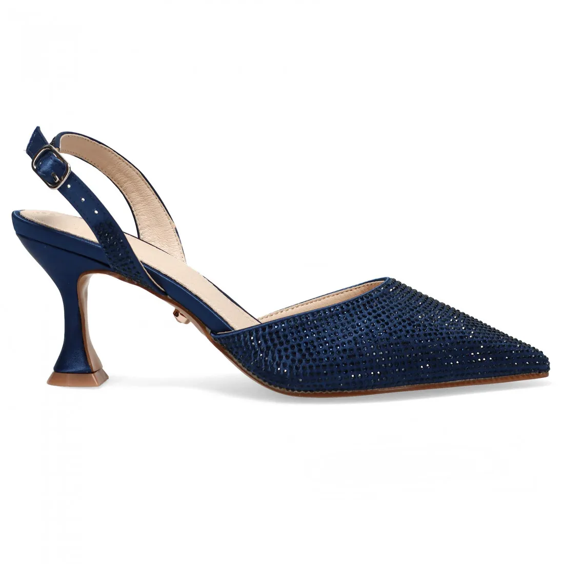 Slingback Twenty FourHaitch Vera in raso blu con strass