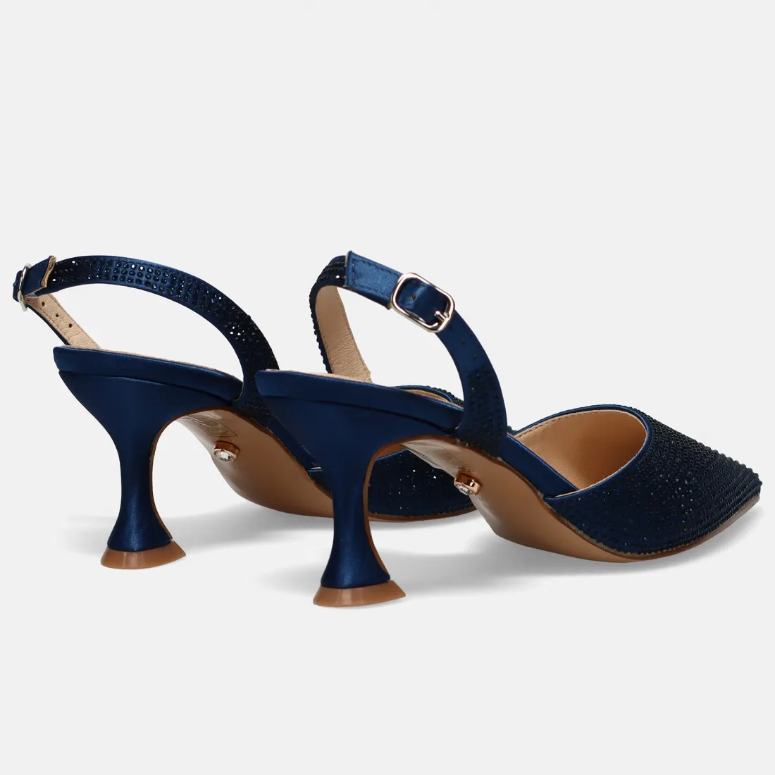 Slingback Twenty FourHaitch Vera in raso blu con strass