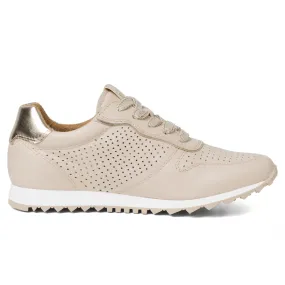 Sneaker da donna Tamaris in pelle crema e oro