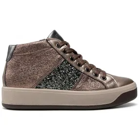 Sneaker hi-top da donna Igi & Co bronzo in pelle laminata e glitter