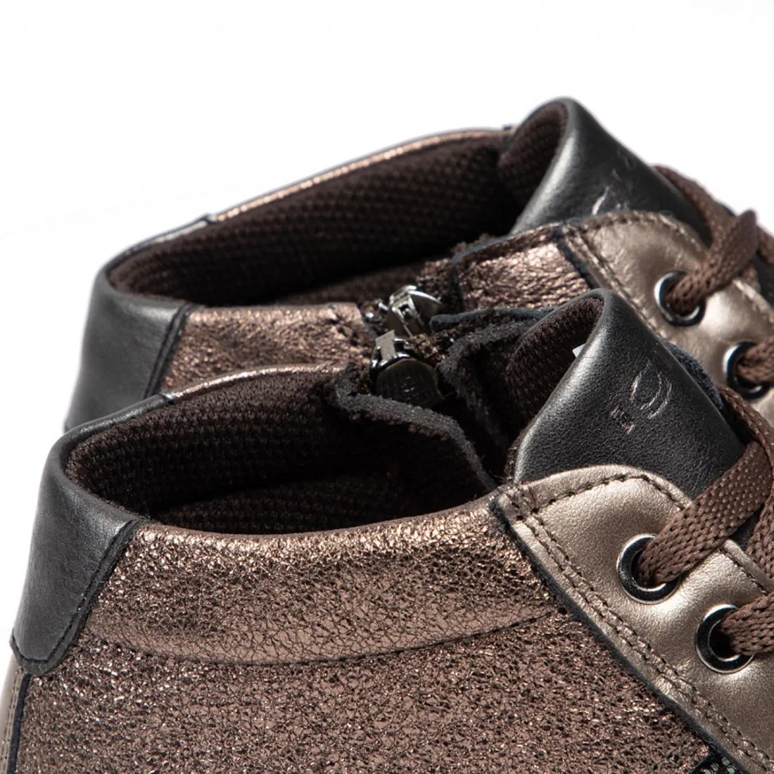 Sneaker hi-top da donna Igi & Co bronzo in pelle laminata e glitter